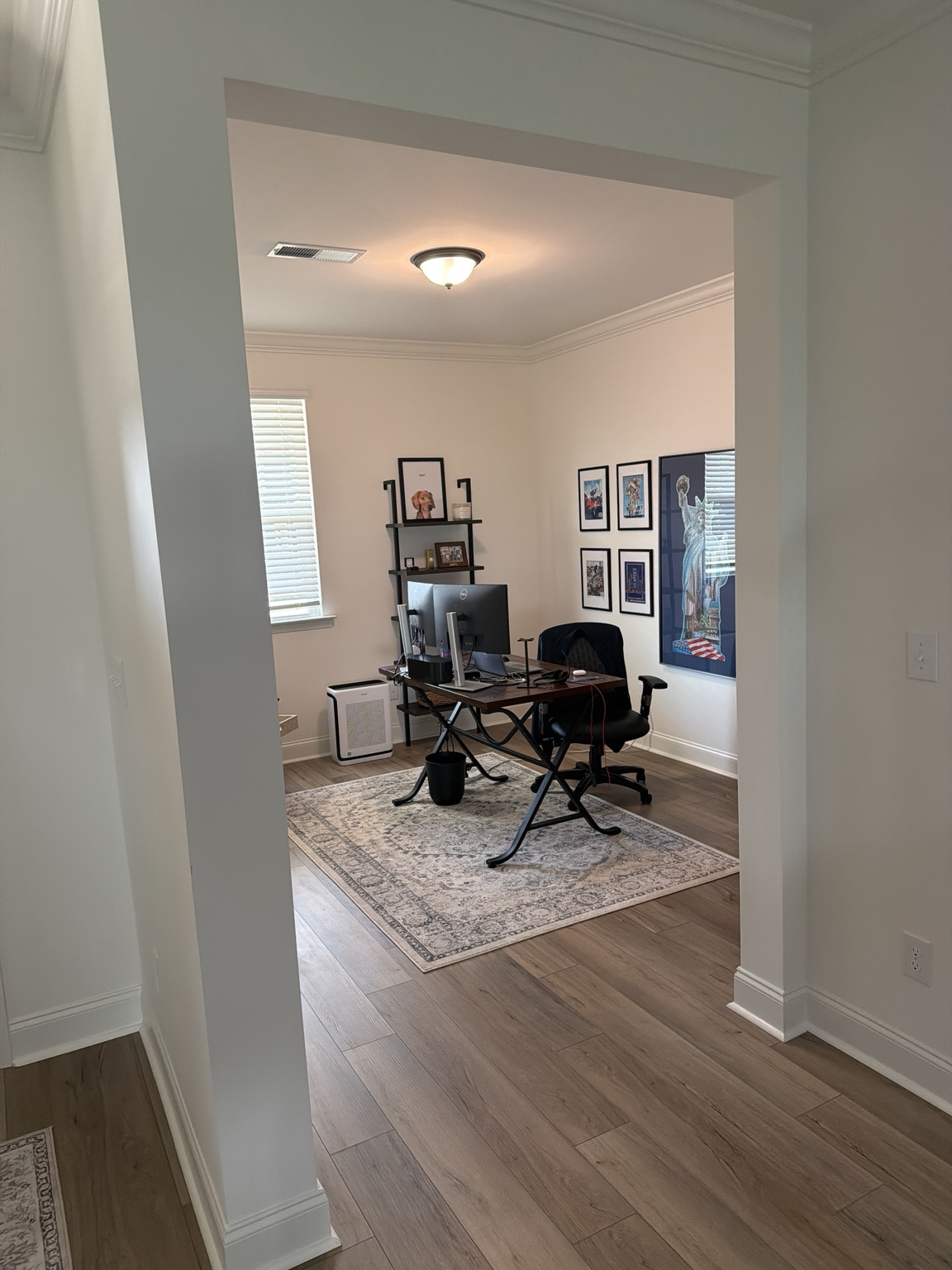 Open passage into a home office before door installation